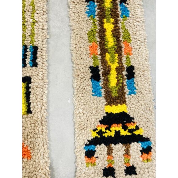 Set 2 Latch hook Wall Hanging Kachina Native American Yei Symbol 46" Vintage Blu - Picture 3 of 16
